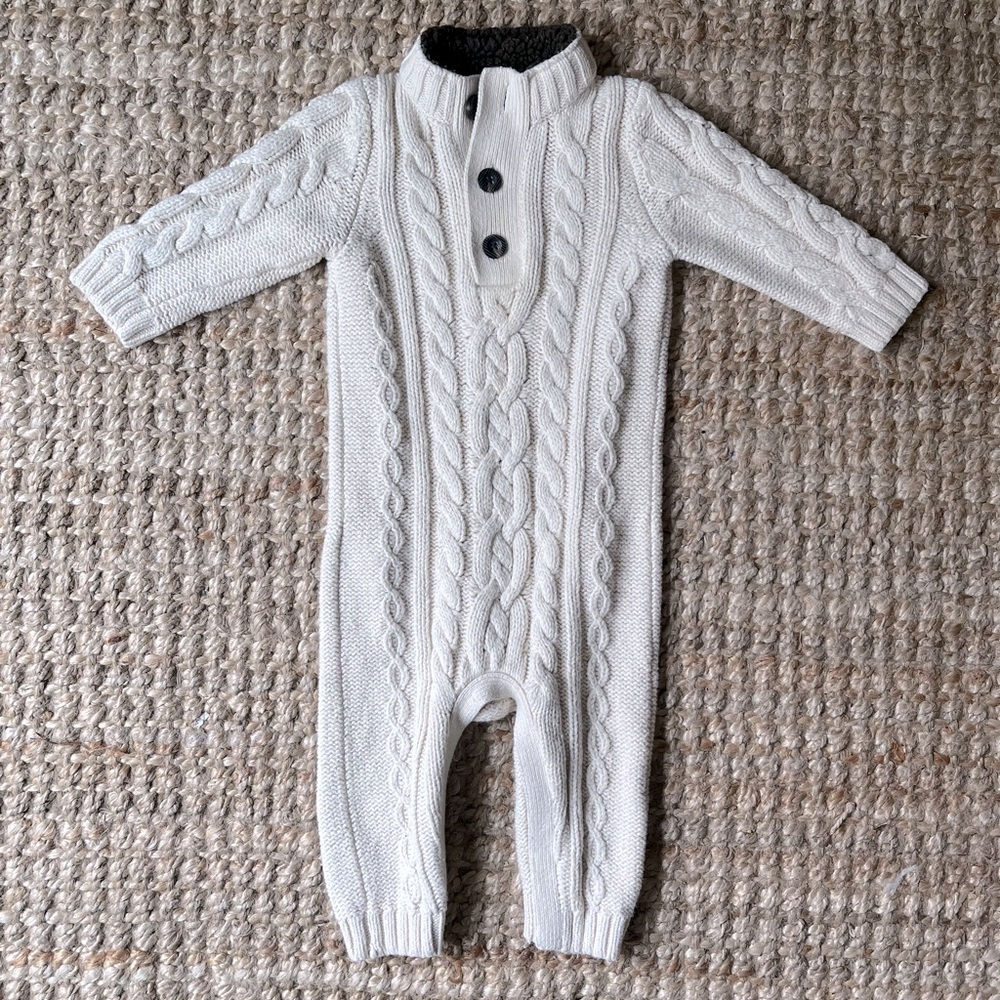 🐑 baby gap cable knit jumpsuit